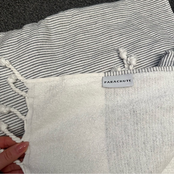 Parachute Mini Stripe Beach Towel in Black & White - Picture 3 of 5